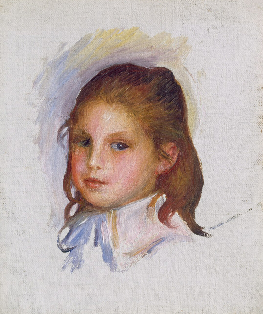 Studio portrait of a European woman with shoulder length hair