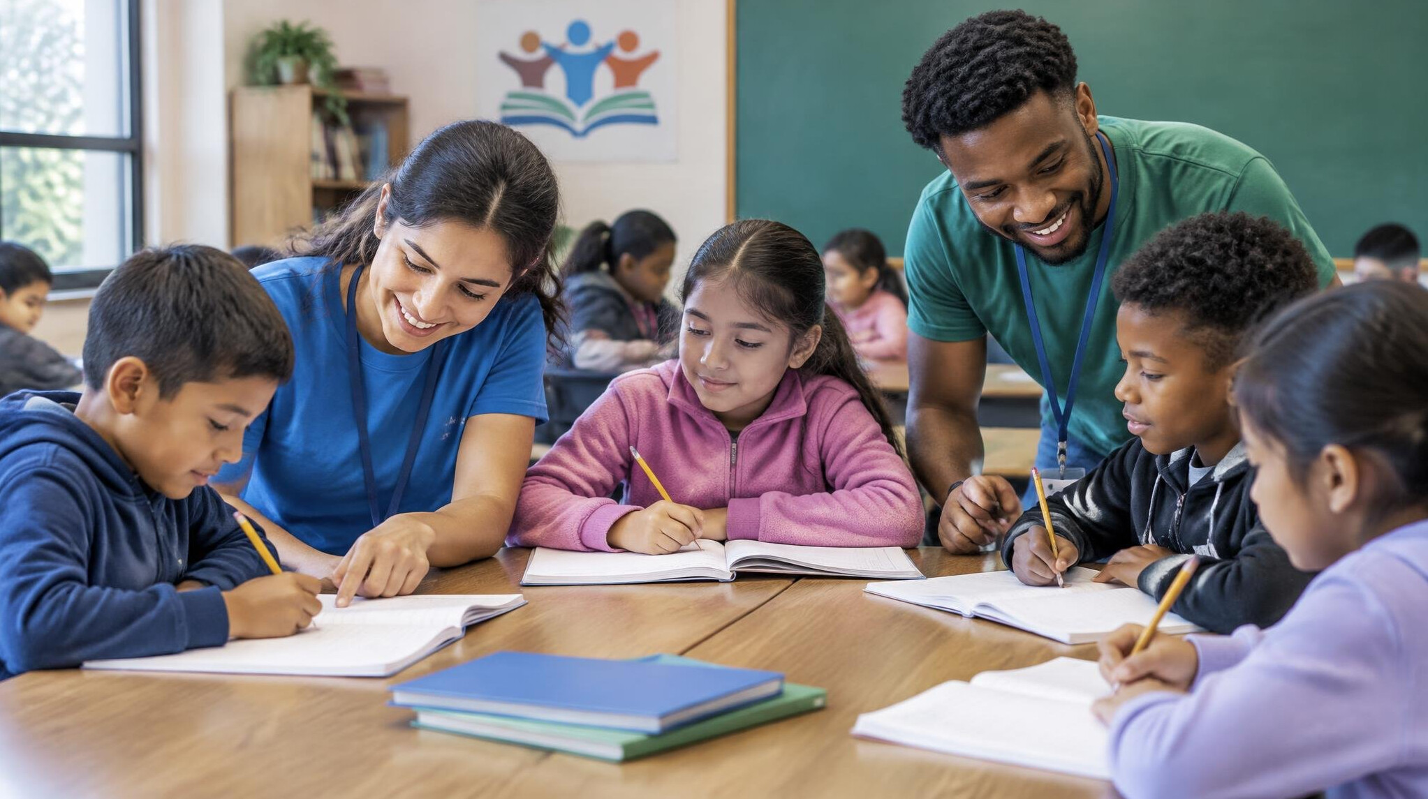 children studying in classroom